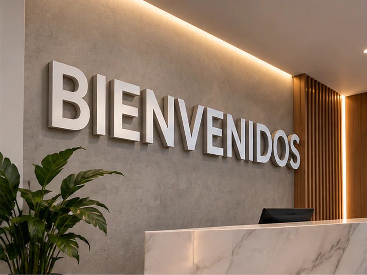 Letras corpóreas decorativas para recepción e interiores comerciales en Madrid